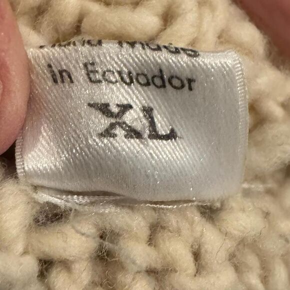 Sweater Connection 100% Wool Cable Knit Fisherman Sweater Beige XL Hand Made Ecu - Picture 4 of 7